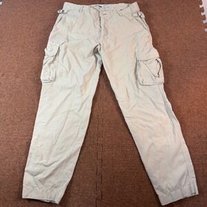 Mason's Italy Mens Cotton Linen Cargo Pants Beige Khaki Utility Trousers W34 L30